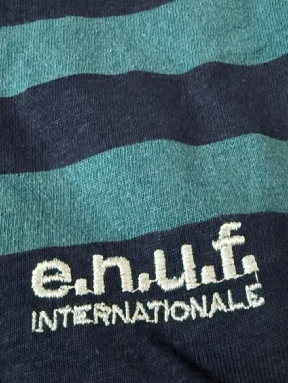 ENUF Internationale Mens S Blue Stripe Henley NEW Vintage 90s Button Long Sleeve